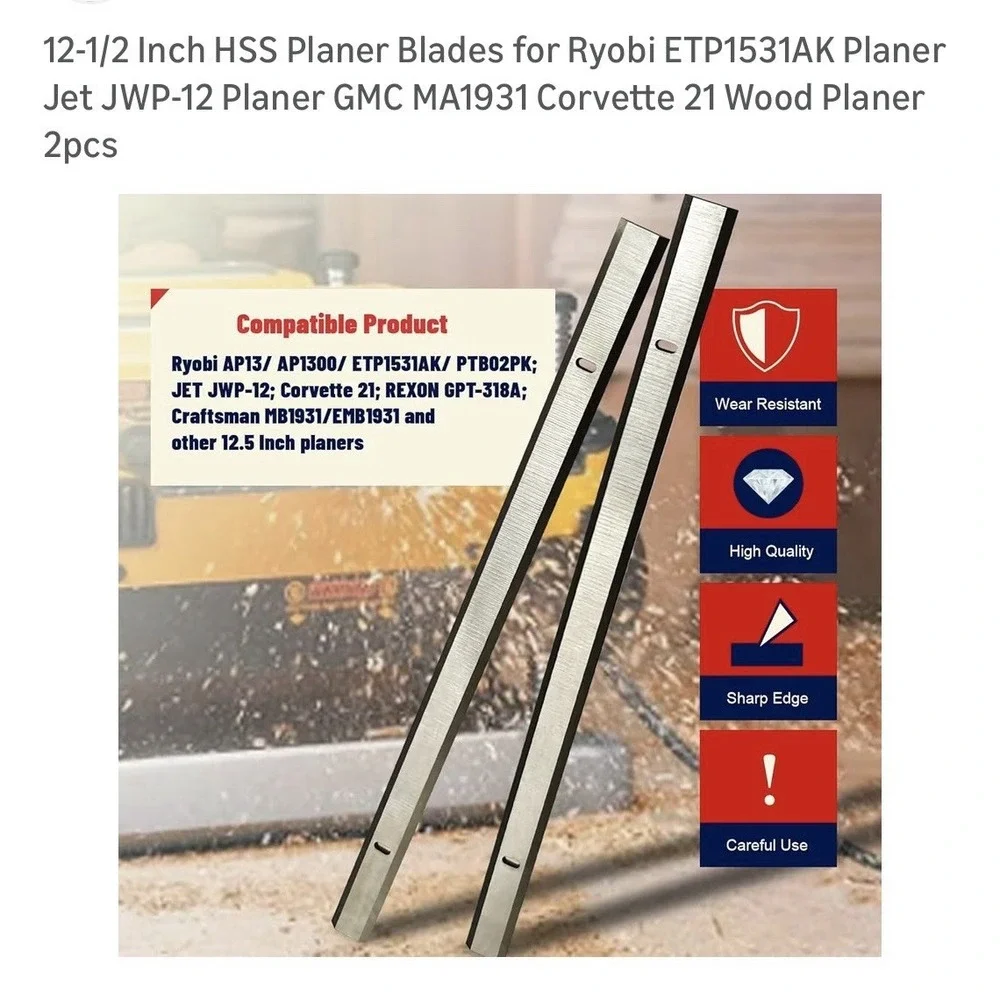 12 1/Inch Planer Blades for‎ Vevor 13